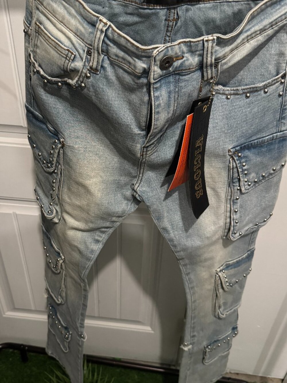 Vicious Studded Denim Cargo Jeans Size 32